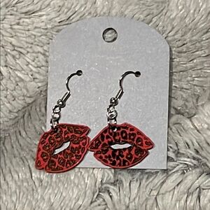 Leopard Print Lip Earrings